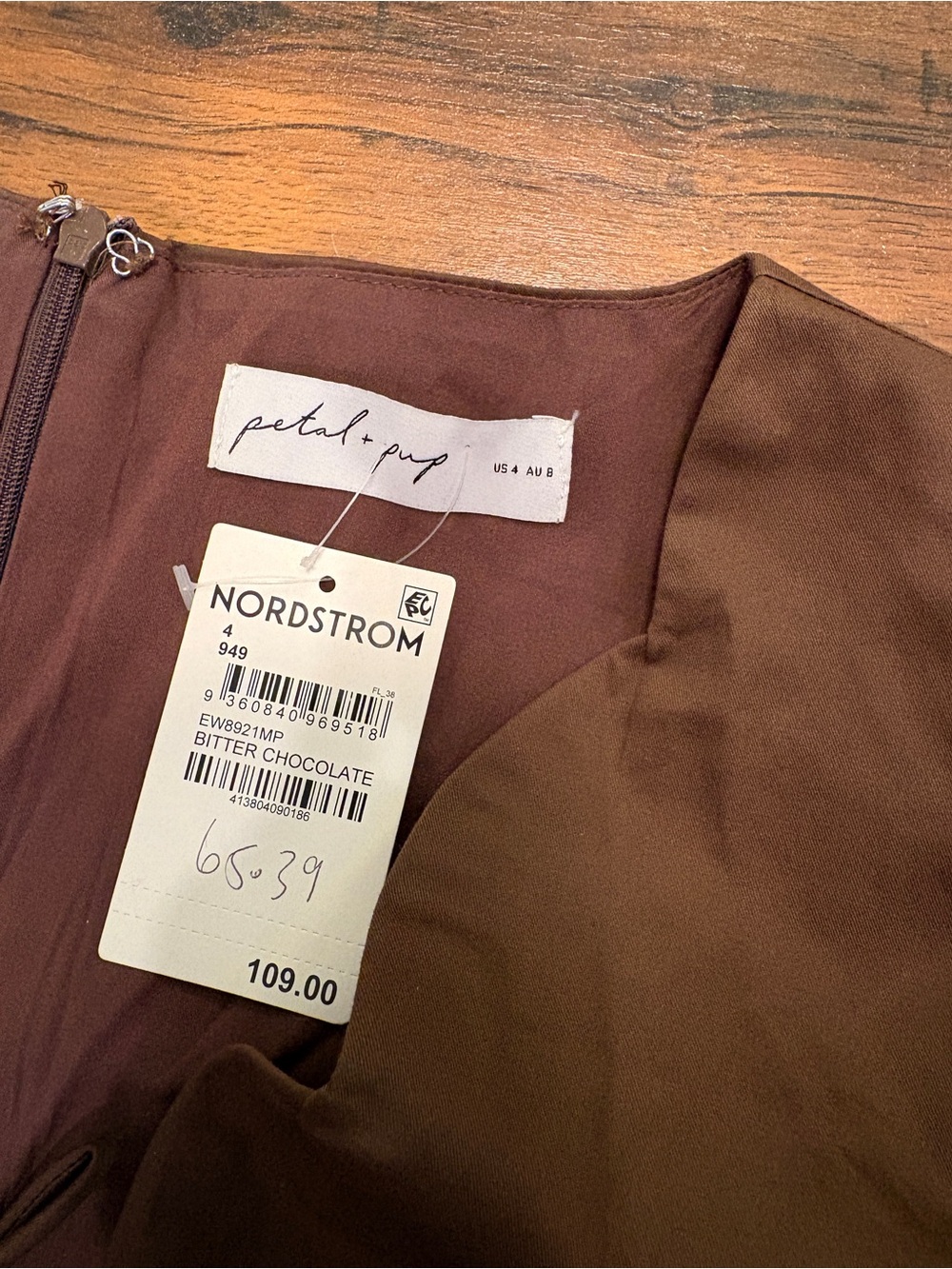 Petal & Pup Karla Maxi Dress Bitter Chocolate Brown Puff Sleeve Cotton Size 4 - Picture 4 of 9